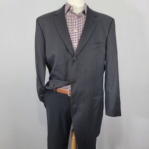 Men's Hugo Boss Sport Coat Blazer Three Button CH Black Twill 100s Wool‎ 46L